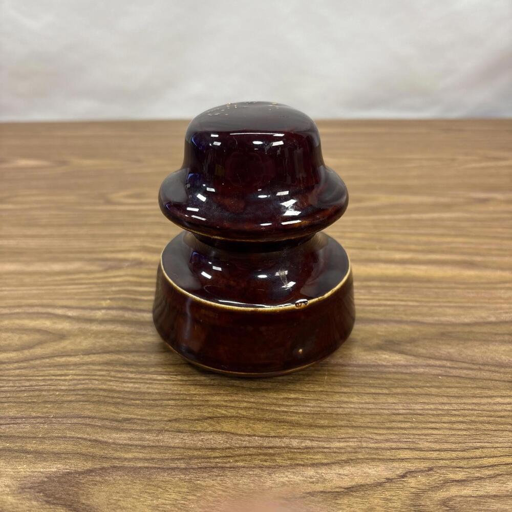BROWN Porcelain Ceramic Vintage Telephone Telegraph Line Insulator